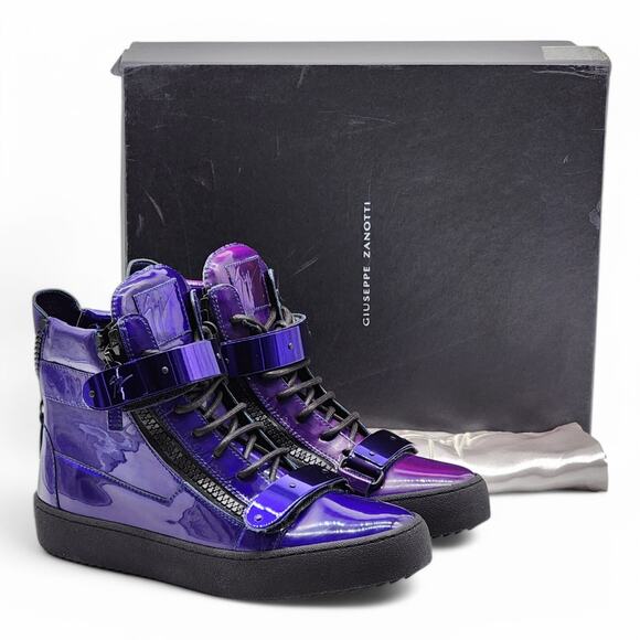 Giuseppe Zanotti Coby Metallic Leather Hi Top Sneakers EU 41 US 8 - New $1095 - Picture 1 of 10